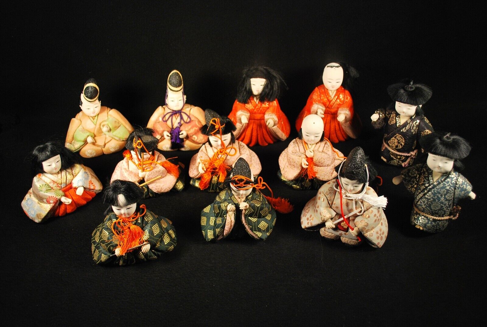 13 VINTAGE MID 1900'S JAPANESE KIMEKOMI HINA NINGYO DOLLS / LOT