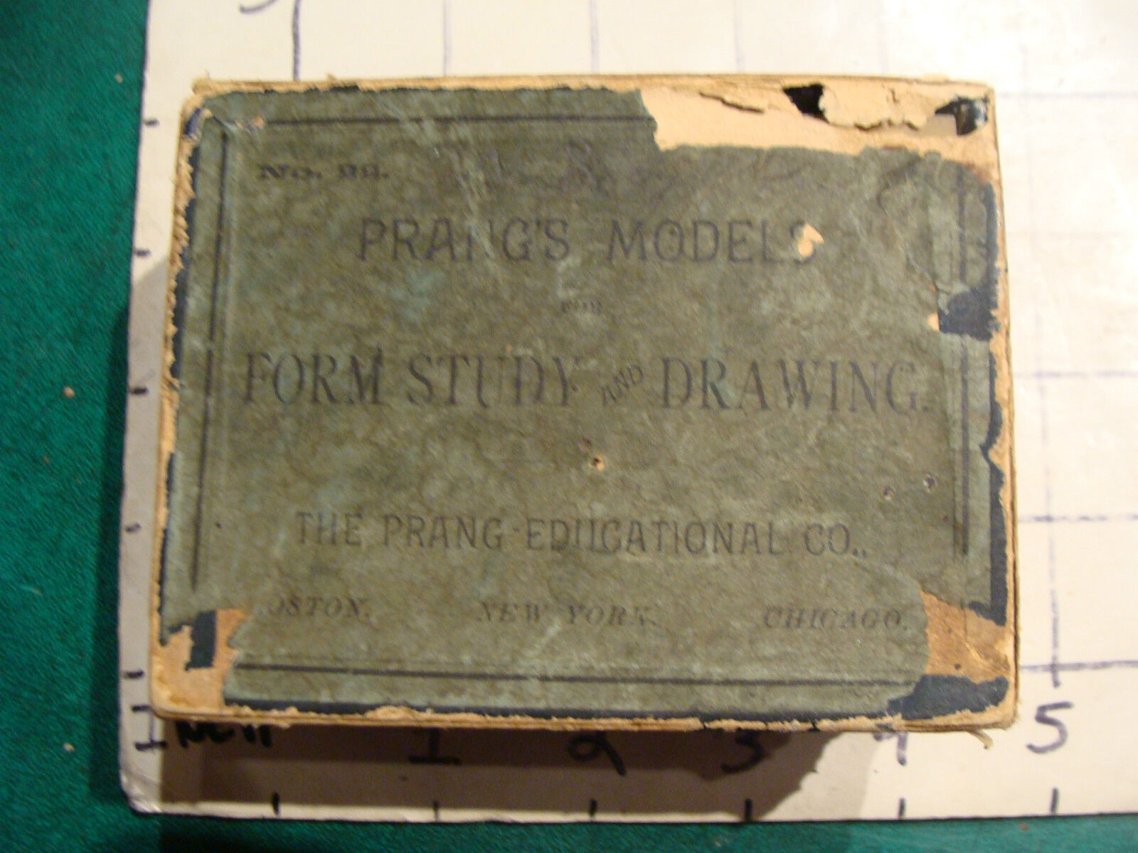 original 1800's PRANG'S MODELS FORM STUDY & DRAWING #22 in box hard wood & board