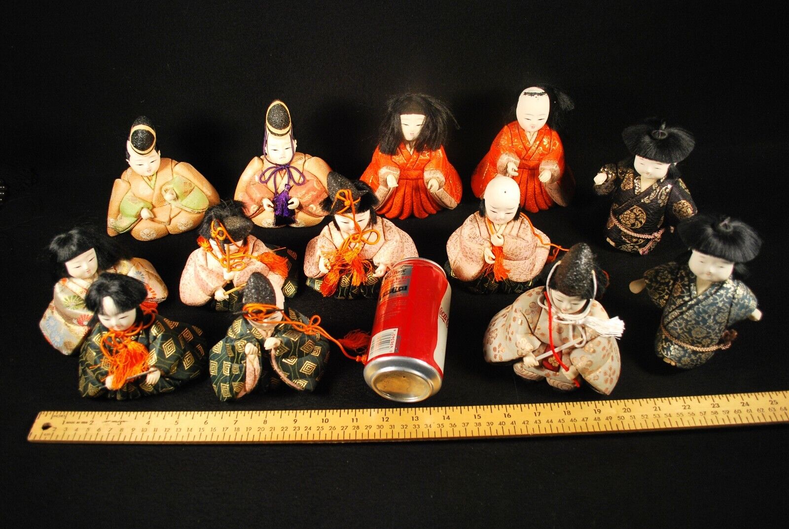 13 VINTAGE MID 1900'S JAPANESE KIMEKOMI HINA NINGYO DOLLS / LOT