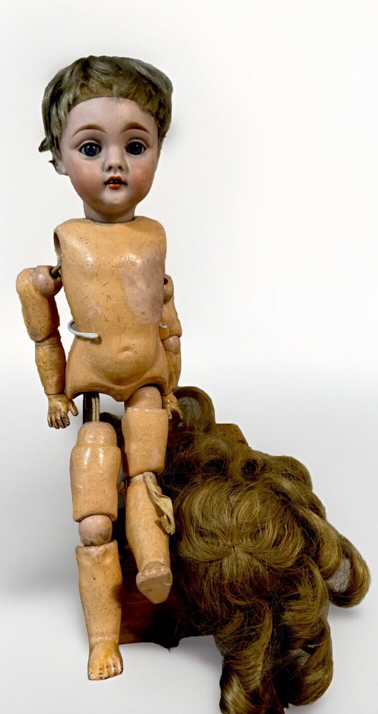 Kestner 143 A5 Bisque Head Antique German Doll Jointed With Wig 12-13” AS-IS