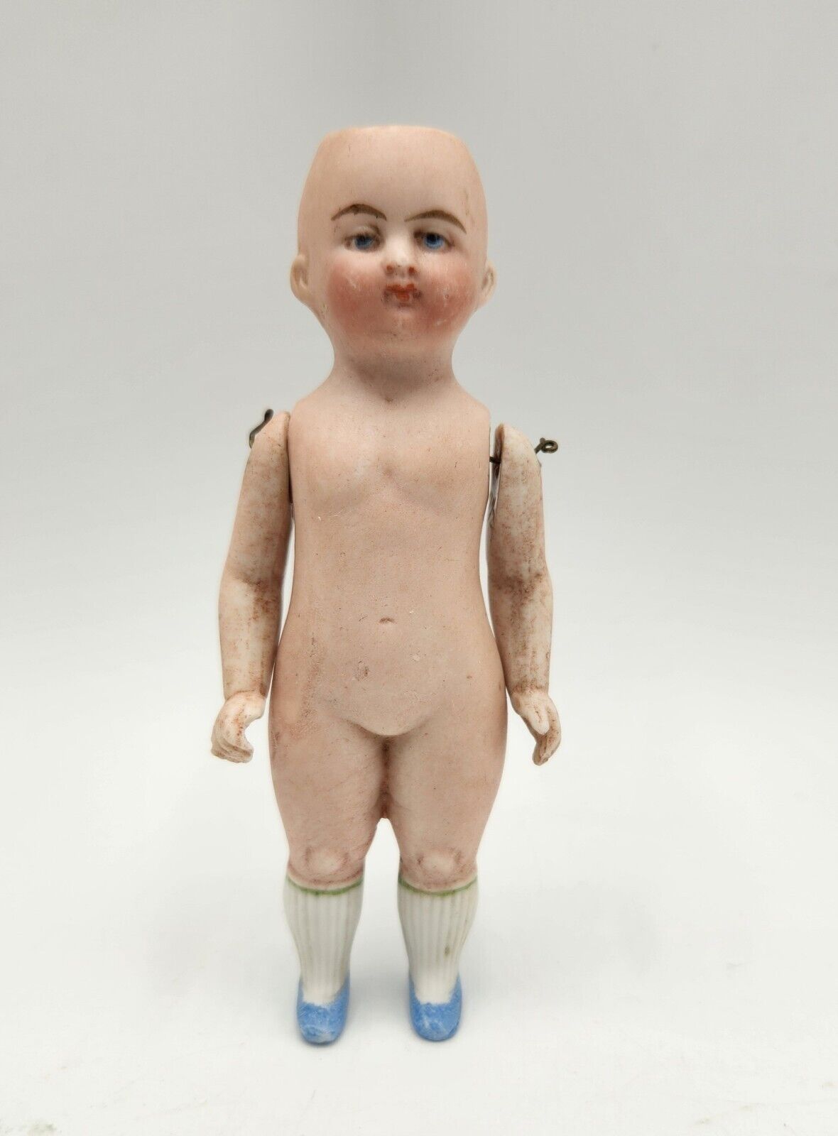Early 1900's All Bisque Germany Doll 4 1/4" Marked 5012 Wire Jointed Arms