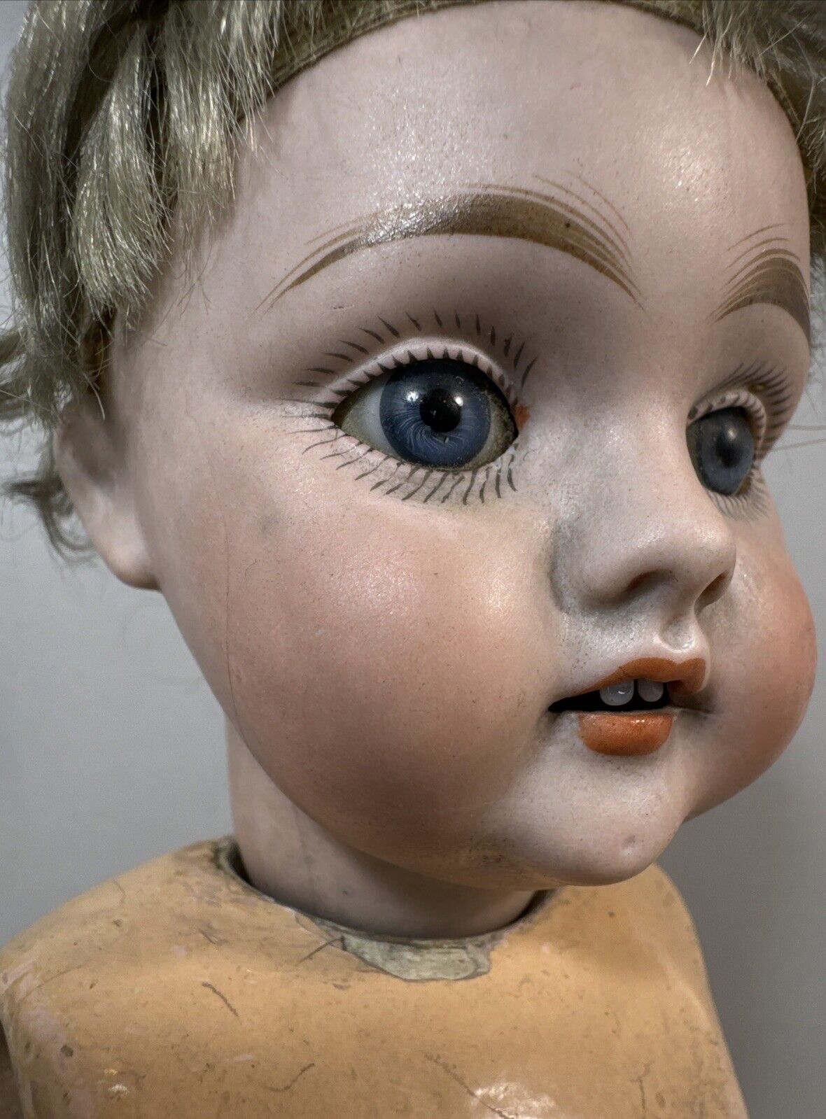 Kestner 143 A5 Bisque Head Antique German Doll Jointed With Wig 12-13” AS-IS