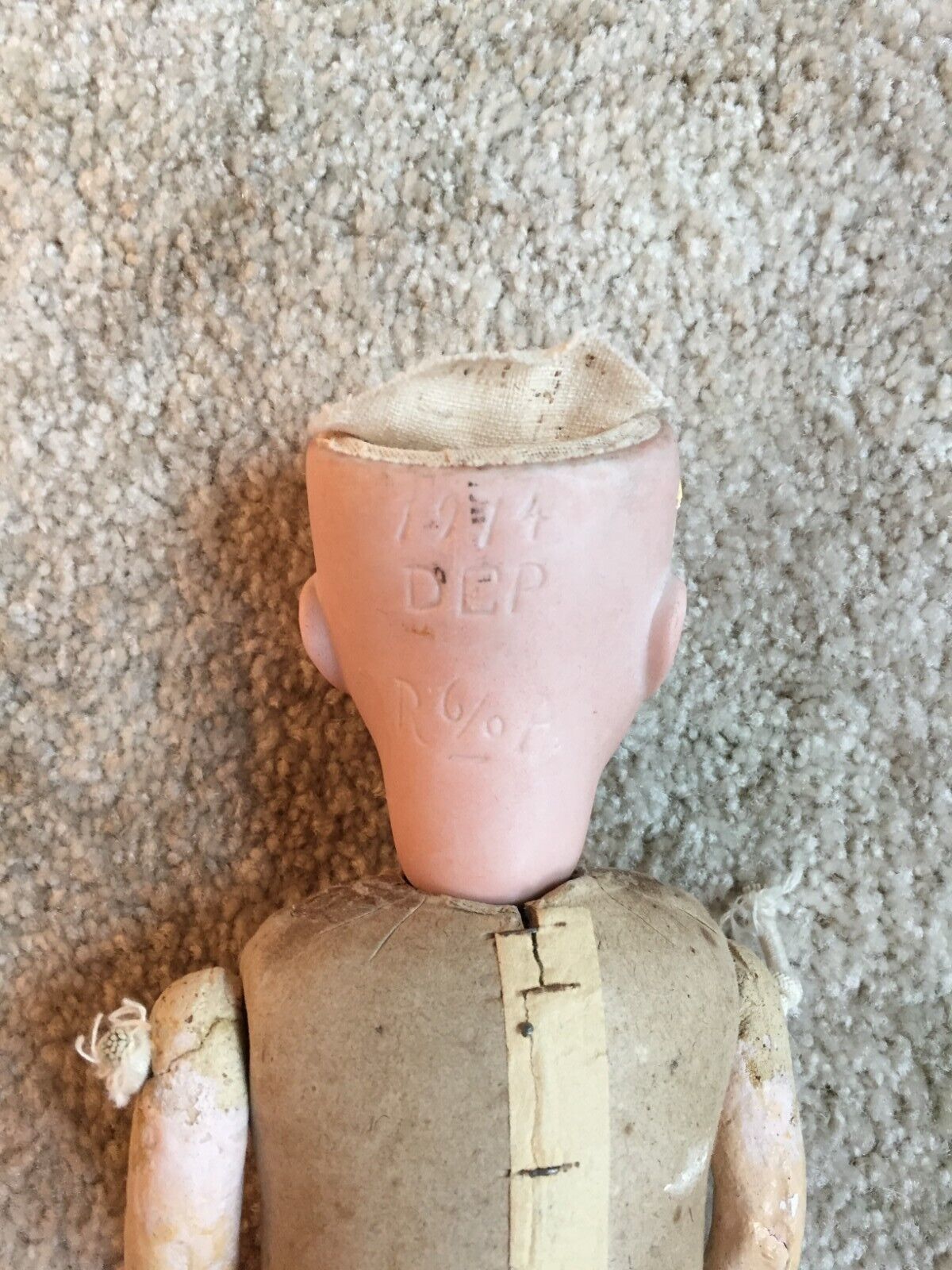 Antique Bisque Doll Cardboard Composition Body German DEP Recknagel 1800s 14"