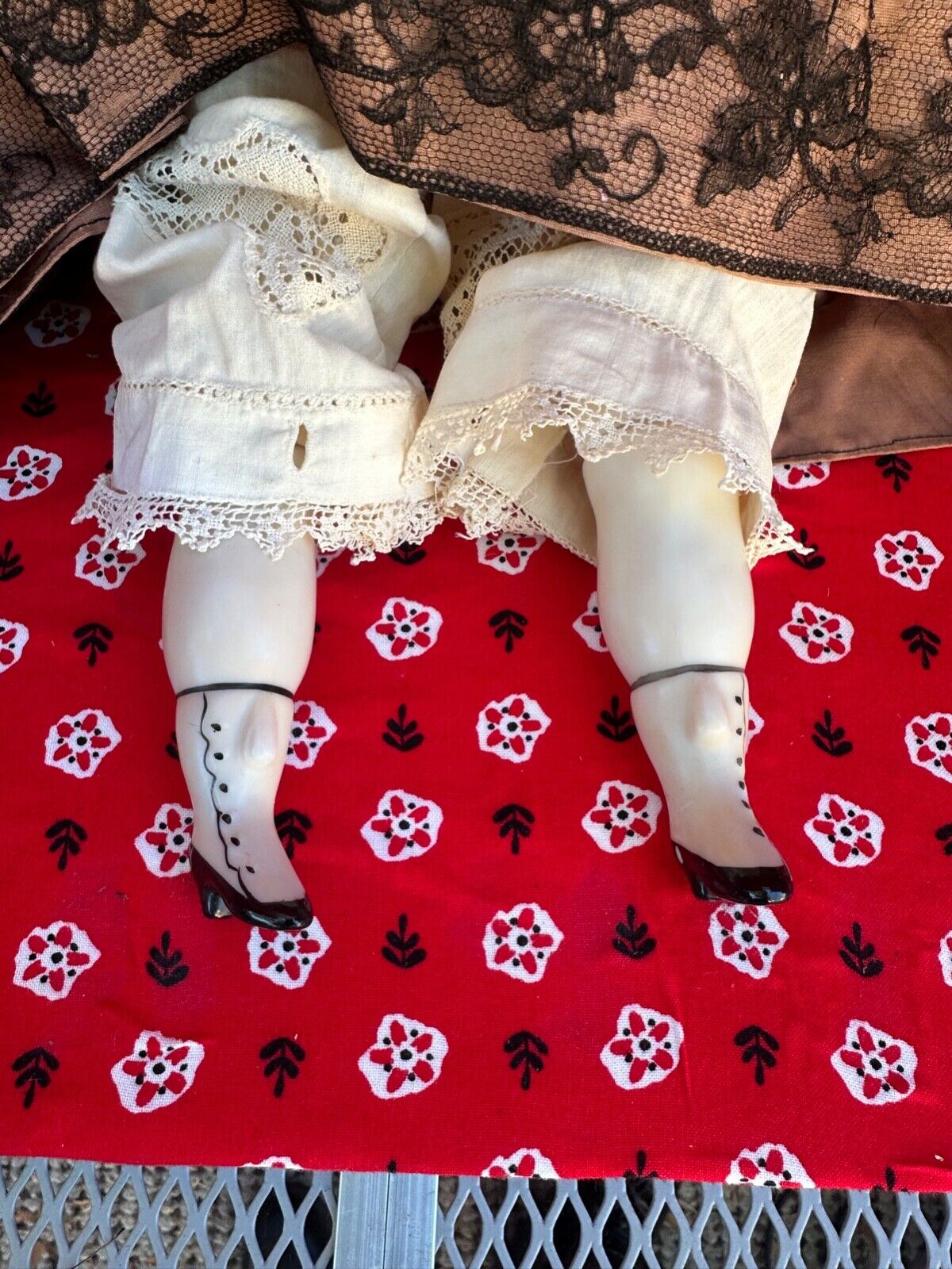 antique china head doll petticoatend bloomers -from mid 1800s