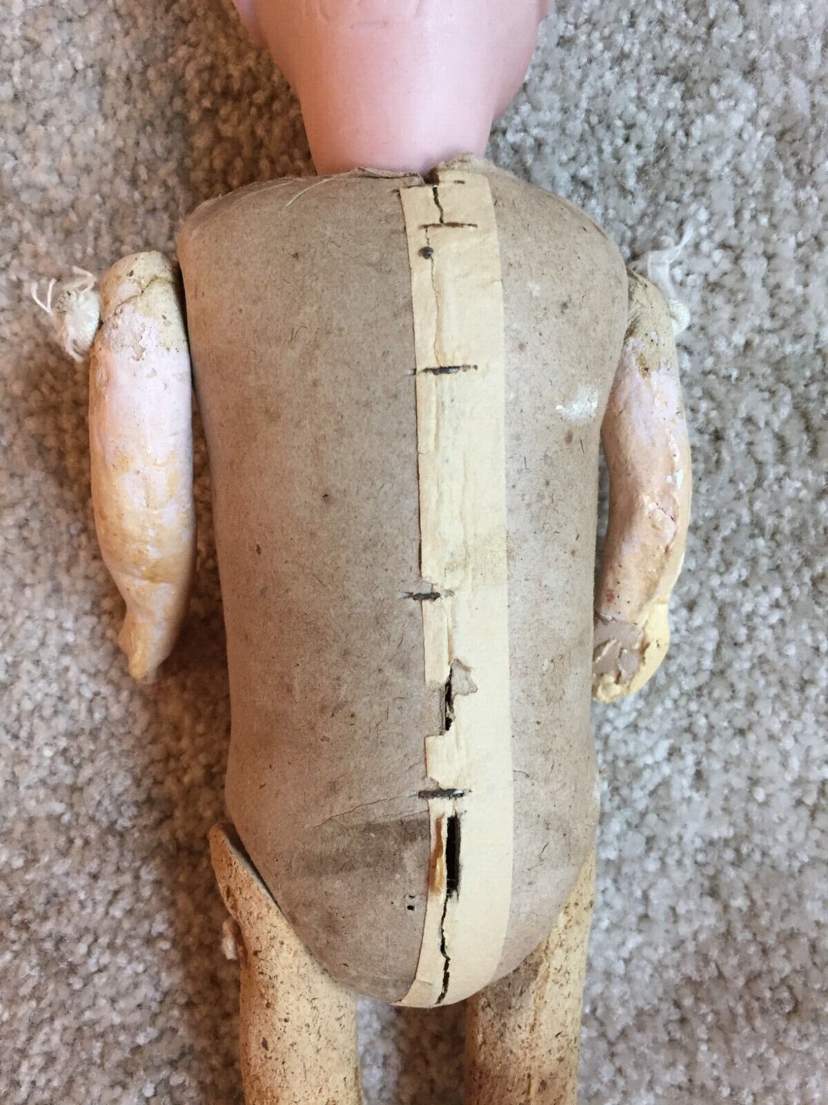 Antique Bisque Doll Cardboard Composition Body German DEP Recknagel 1800s 14"