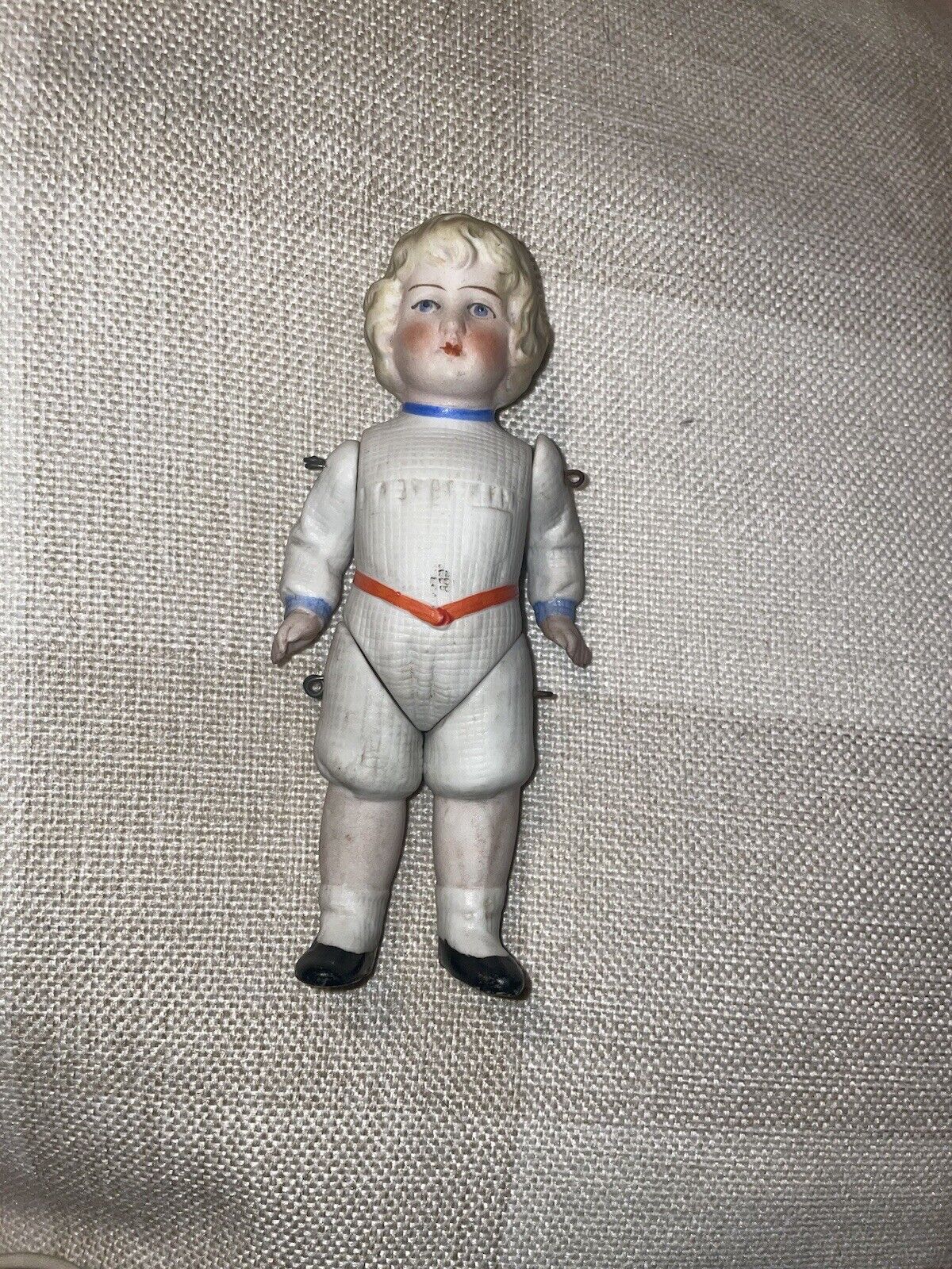 antique late 1800s all bisque jointed boy doll