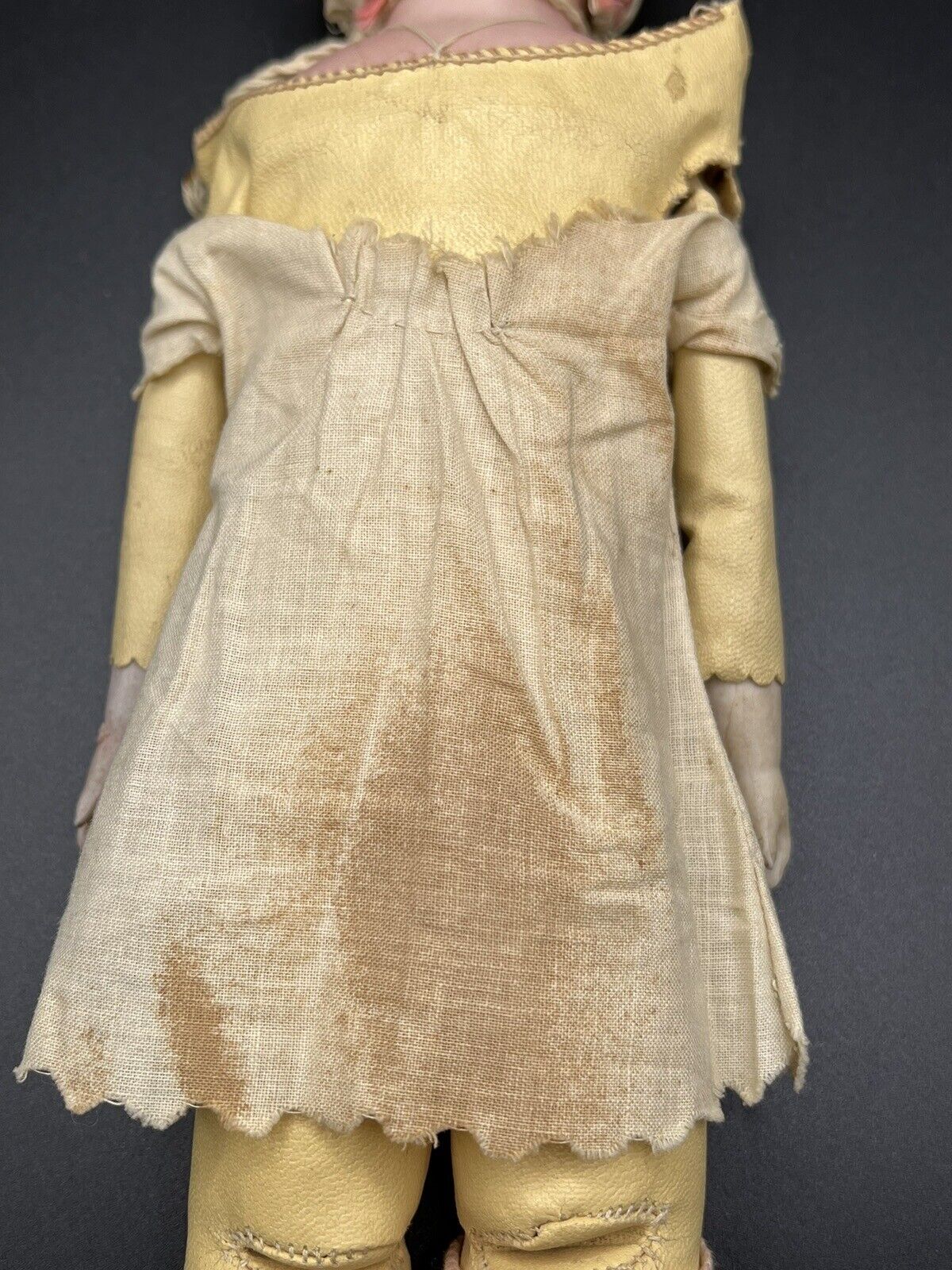 Vtg 1900s Armand Marseille German Ceramic Bisque Doll Leather Jointed Body