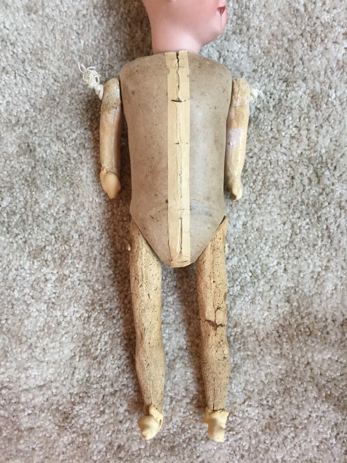 Antique Bisque Doll Cardboard Composition Body German DEP Recknagel 1800s 14"