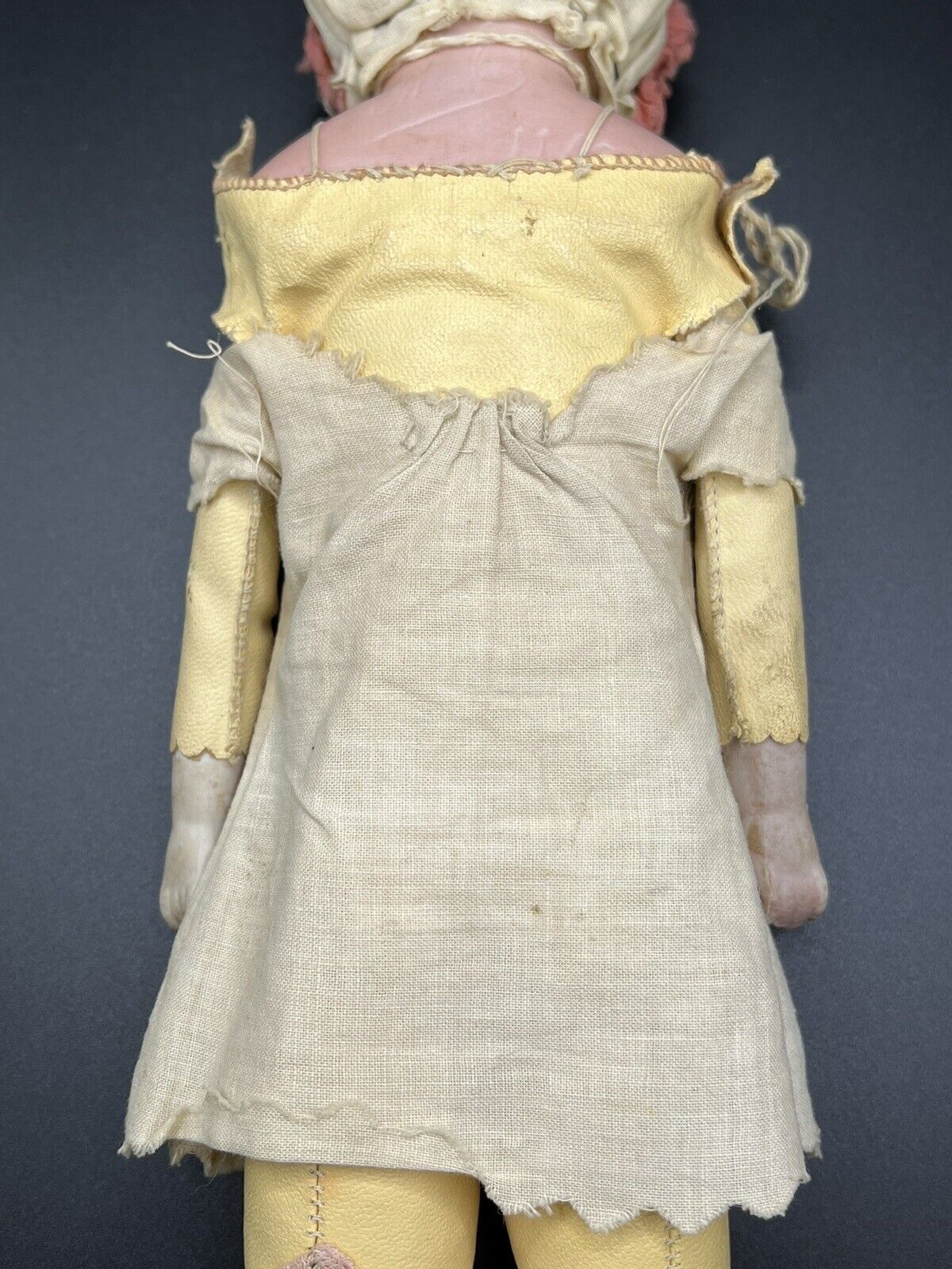 Vtg 1900s Armand Marseille German Ceramic Bisque Doll Leather Jointed Body