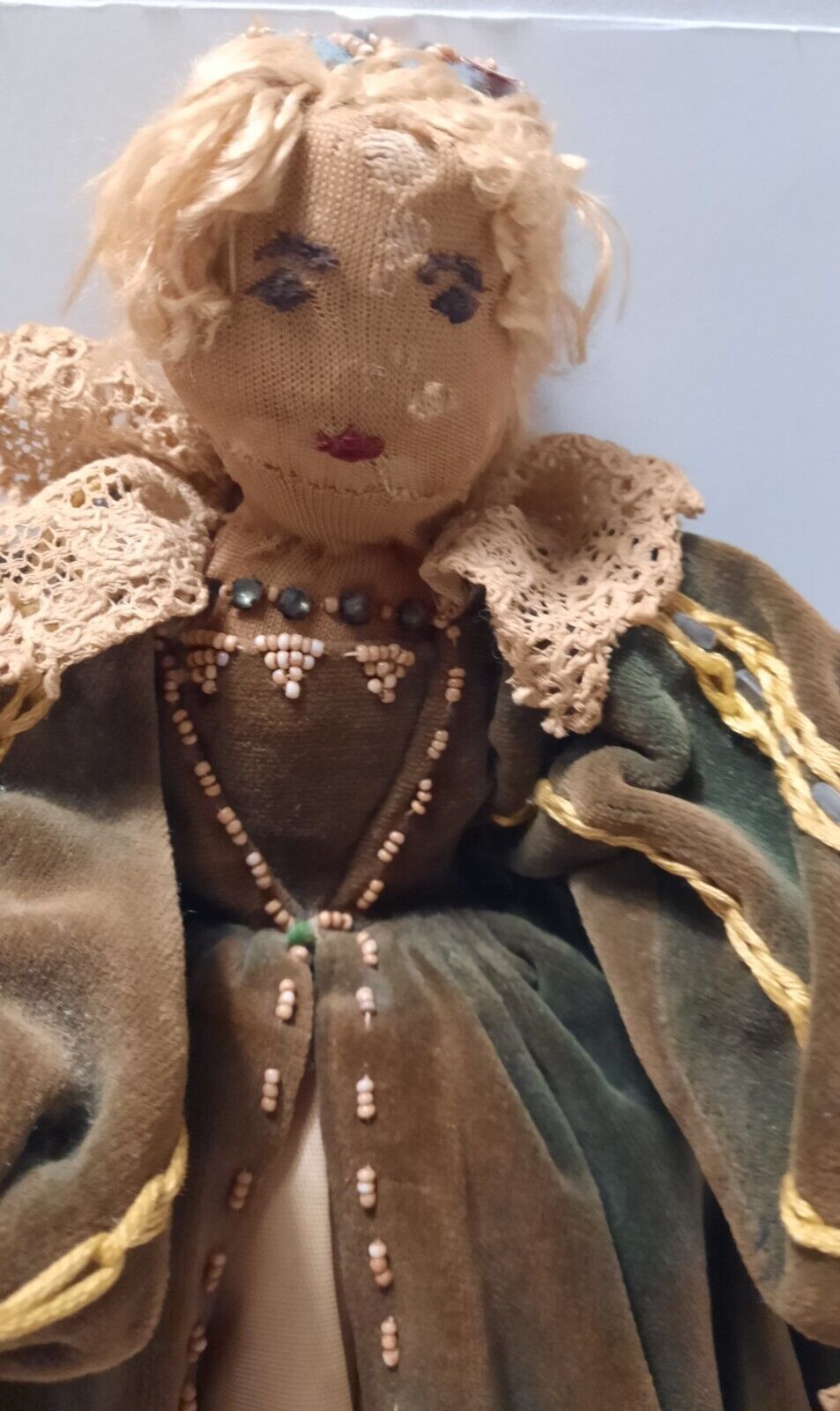 Antique Victorian Rag doll Lady hand made 12" tall primitive early 1900's