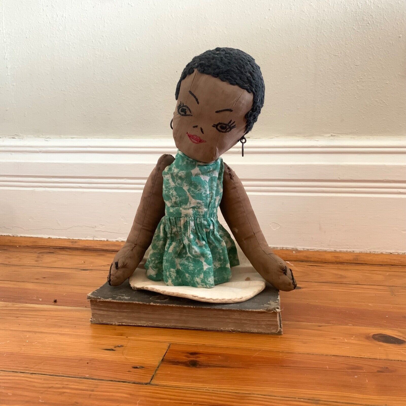 Early 1900s to mid century primitive antique black American handmade folk doll