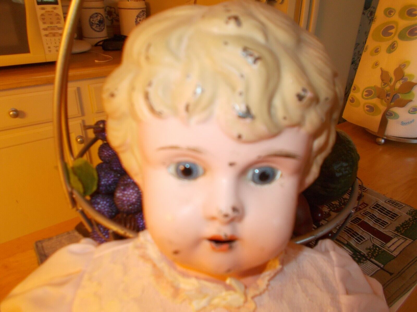 LATE 1800S EARLY 1900S MADE IN GERMANY 7" TIN HEAD DOLL WITH GLASS EYES MINERVA