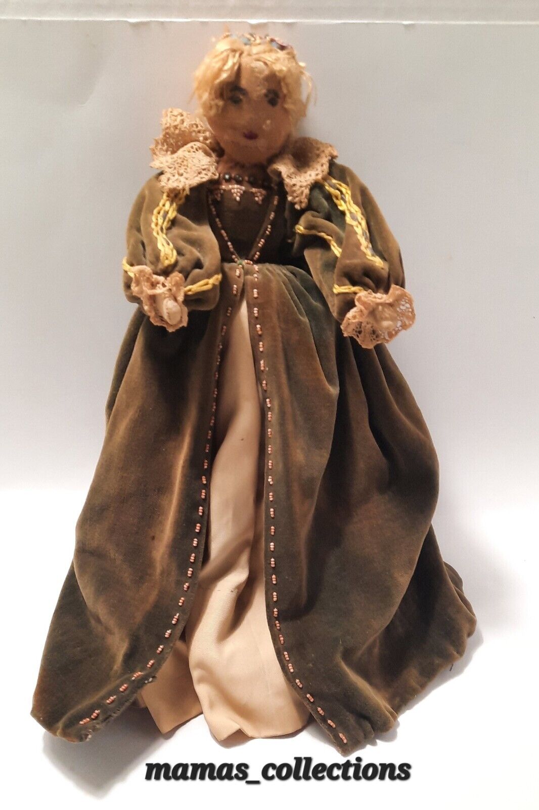 Antique Victorian Rag doll Lady hand made 12" tall primitive early 1900's