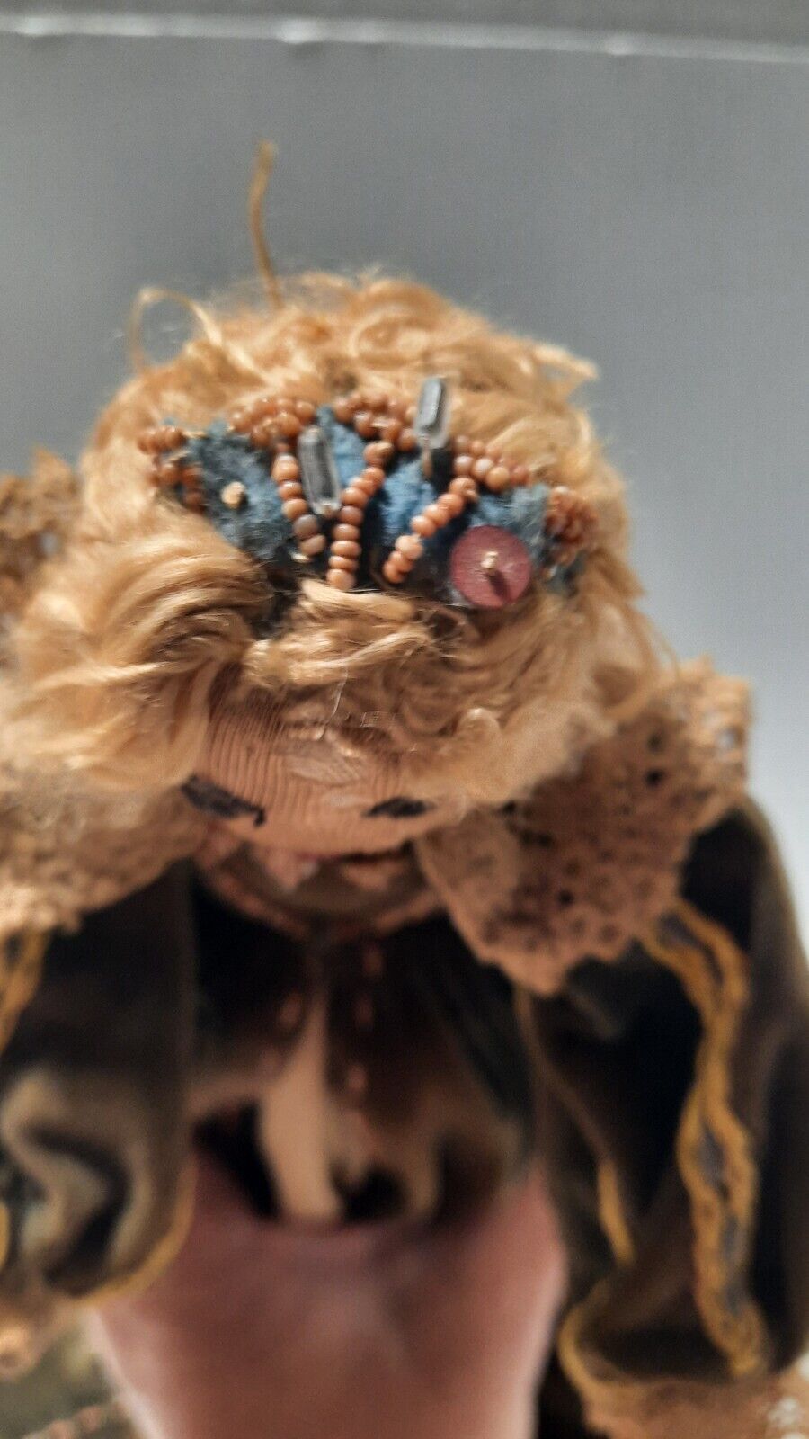 Antique Victorian Rag doll Lady hand made 12" tall primitive early 1900's