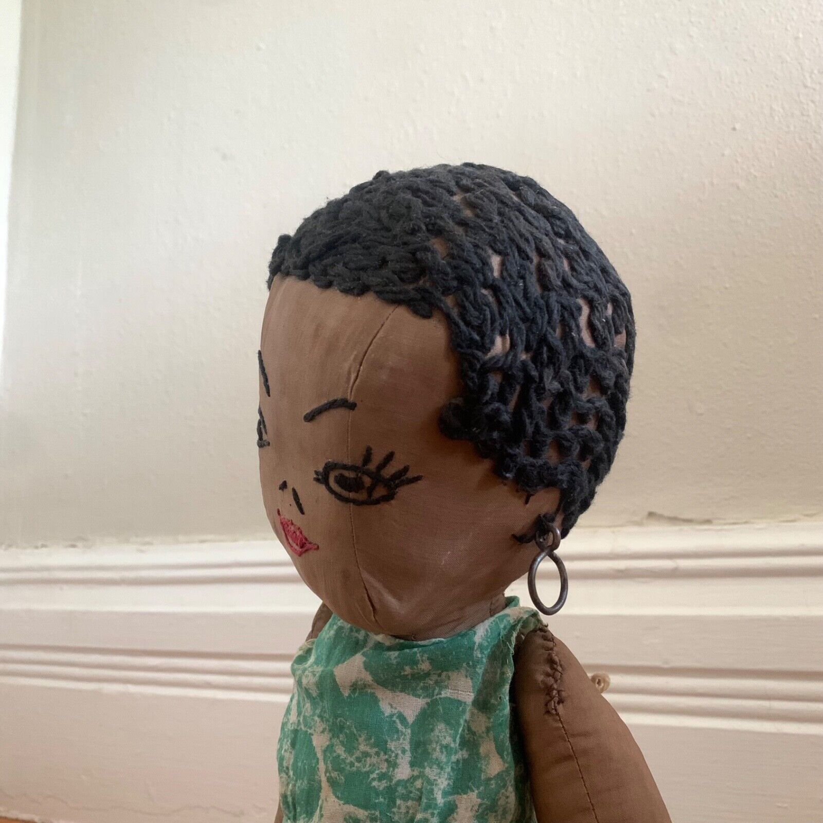 Early 1900s to mid century primitive antique black American handmade folk doll 