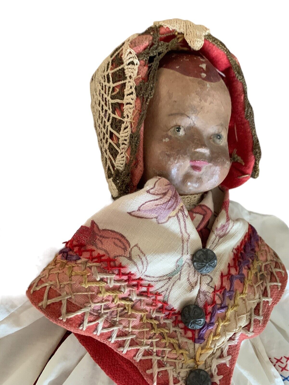 Late 1800’s Composition & Cloth Doll w/hand-made Outfit