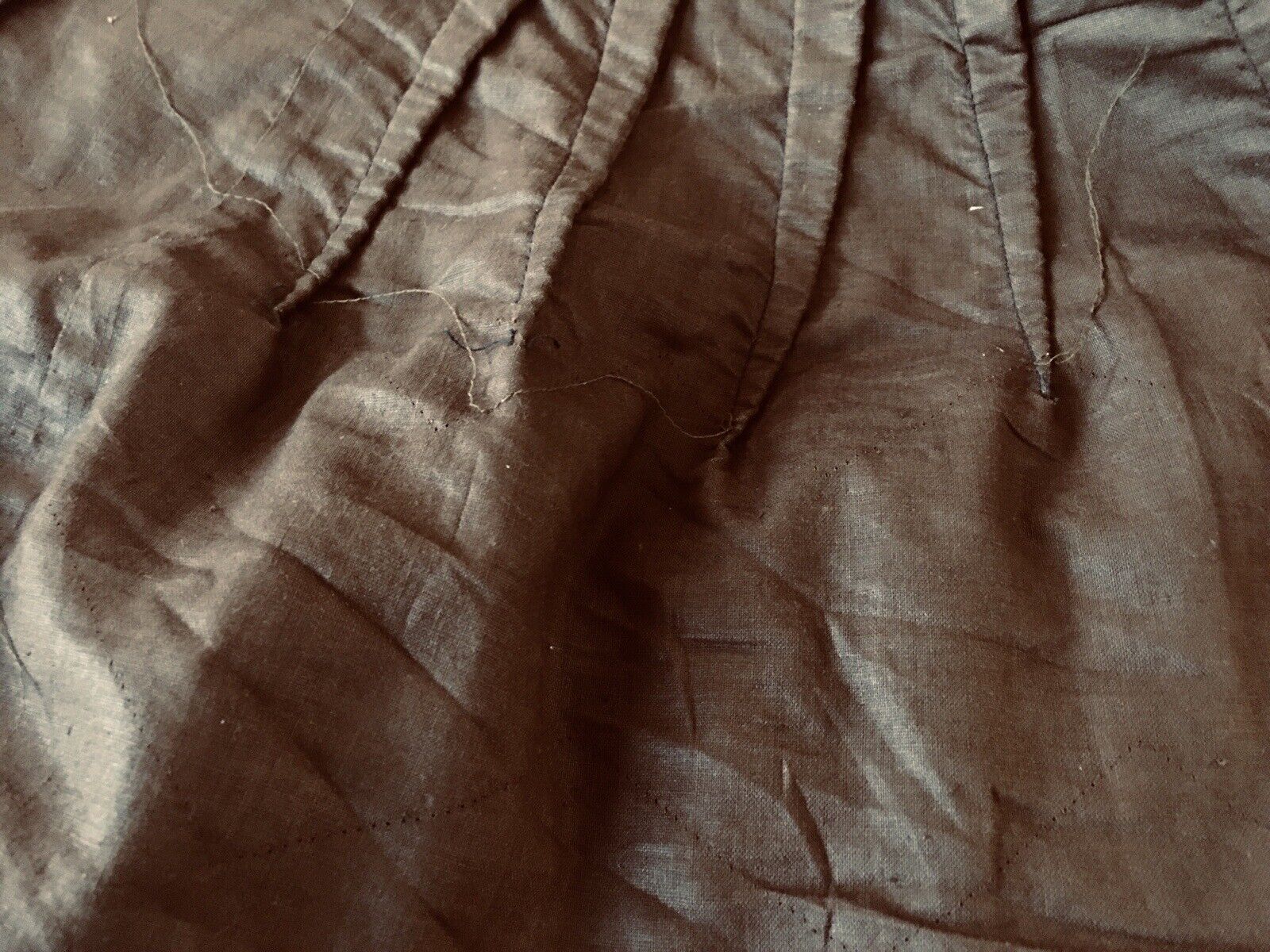 Antique 19th Century 1800s Brown Quilted Petticoat Fragments ~ Dolls