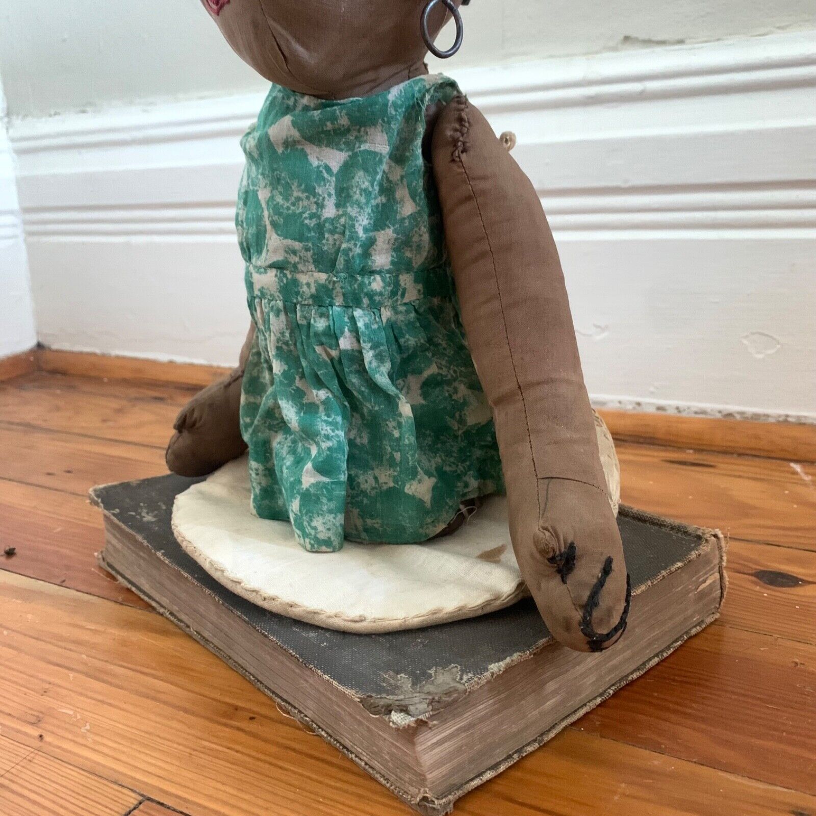 Early 1900s to mid century primitive antique black American handmade folk doll 