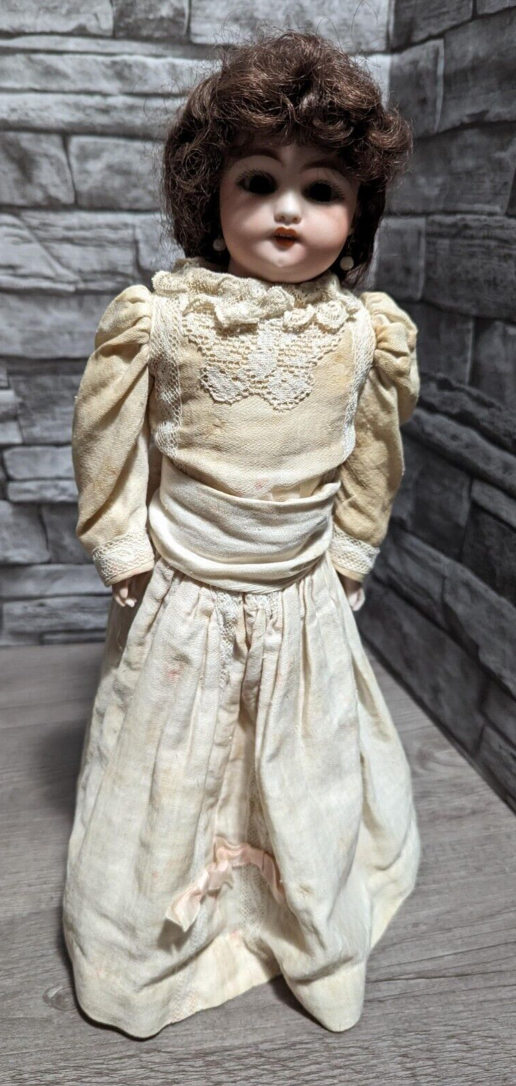 Antique Original 1800s German 15" Bisque Head Porcelain Doll (Sleepy Eye)