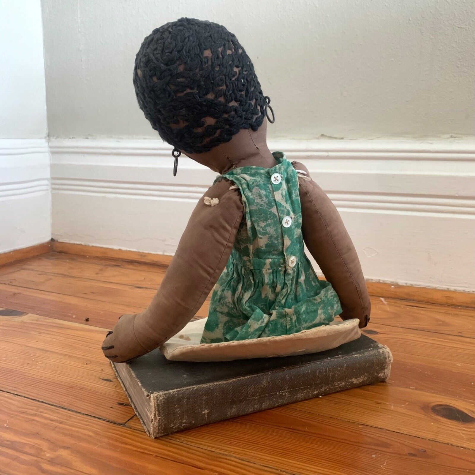 Early 1900s to mid century primitive antique black American handmade folk doll 