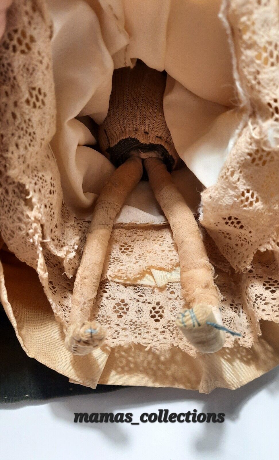 Antique Victorian Rag doll Lady hand made 12" tall primitive early 1900's