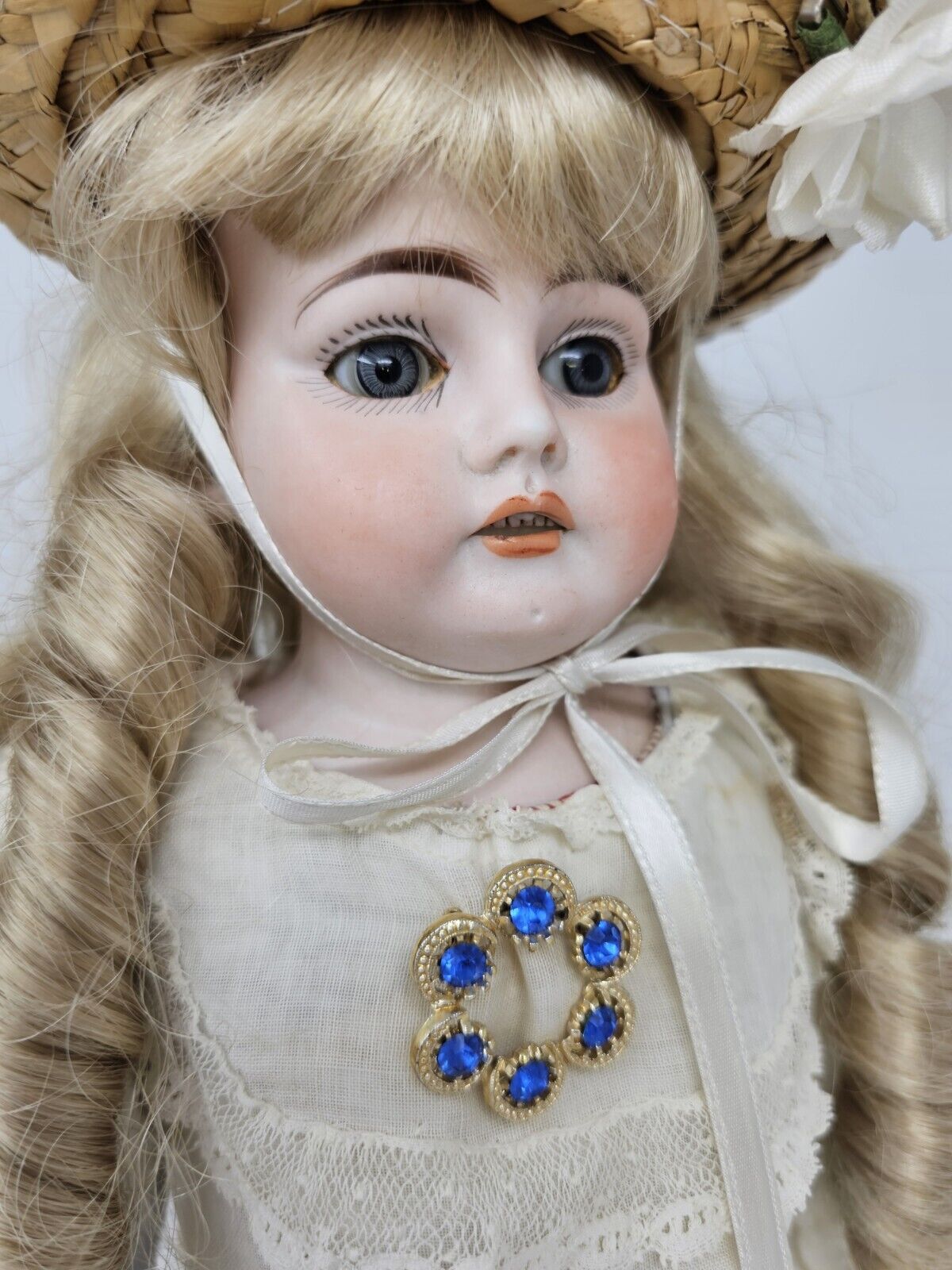 Antique German Early Ernst Heubach 1900-0 Horseshoe Bisque Doll, 6 Teeth 20'