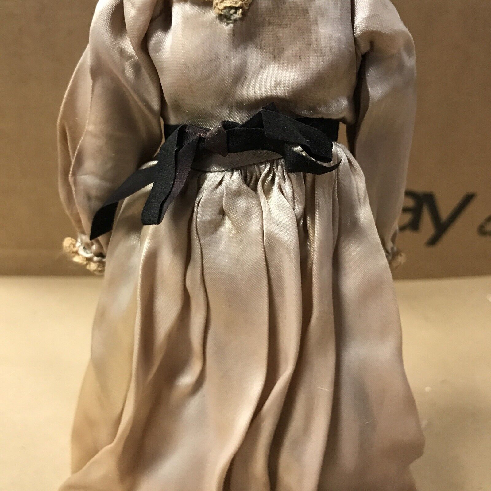 11.5" Vintage Porcelain 1800's China Doll w/ Original Cloth Body & Clothes 4th G