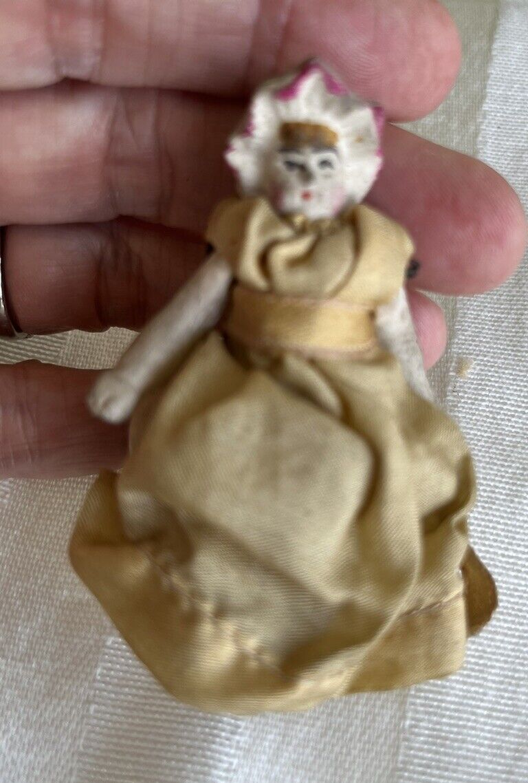 Frozen Charlotte Penny Doll 1800s With Antique Handmade Dress