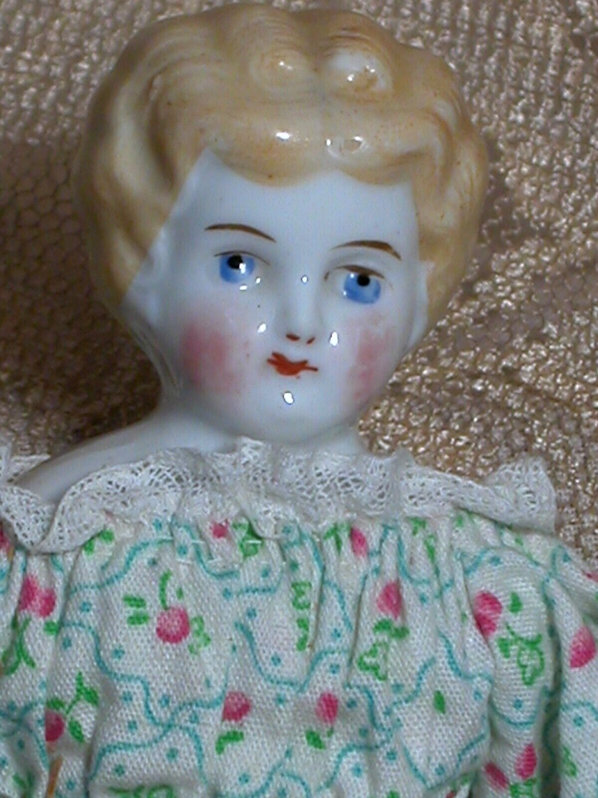 German China Blonde Shoulder Head Doll Nicely Dressed  8-1/2 " 1800s