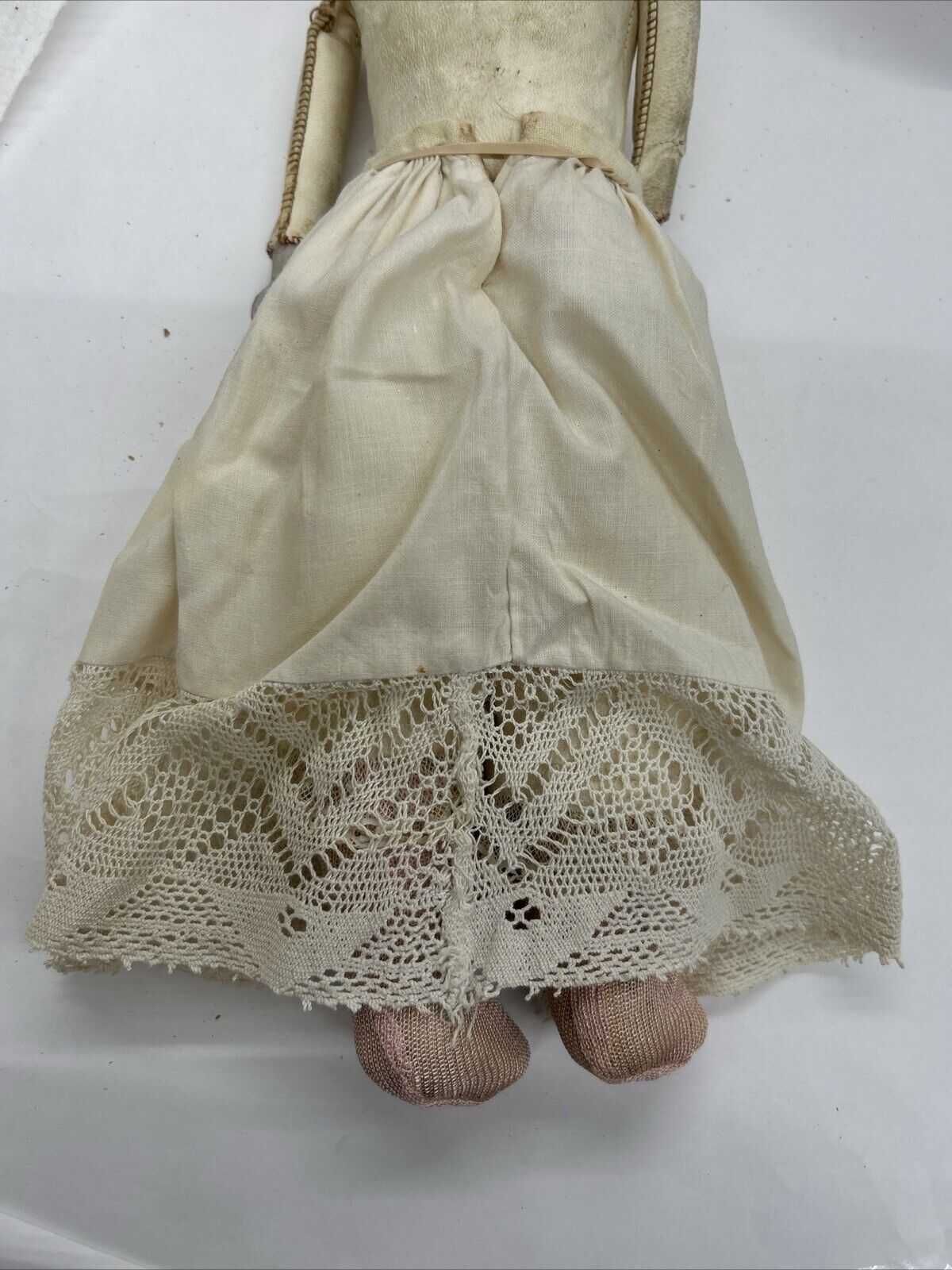 Ernst Huebach Bisque Doll Leather & Cloth Body 16” Sleep Eyes Open Mouth Teeth