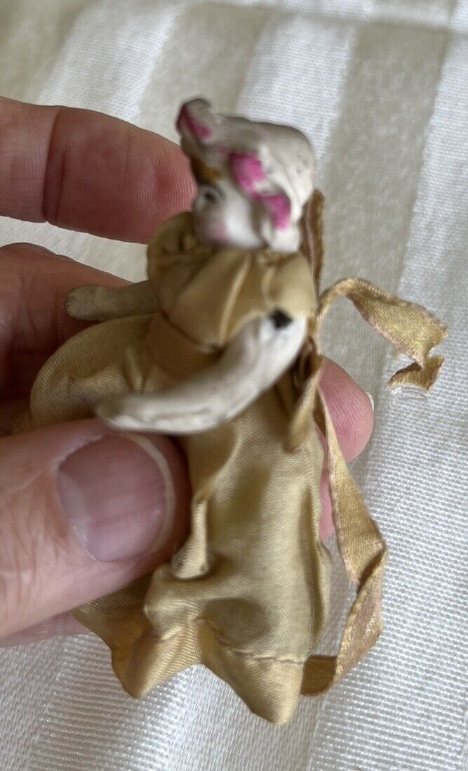Frozen Charlotte Penny Doll 1800s With Antique Handmade Dress