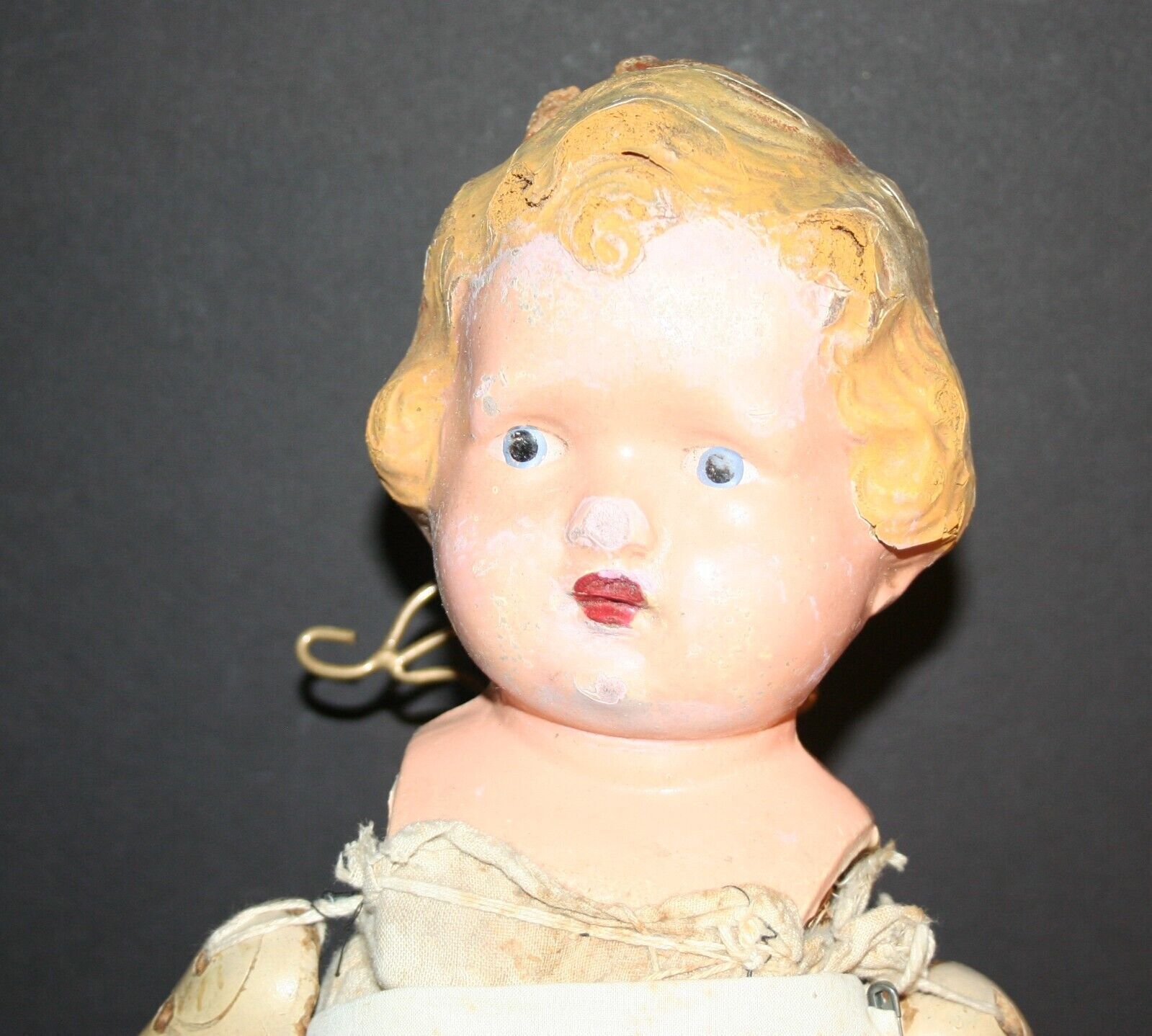 Antique Jointed Composite Baby Doll 19.5" long Sawdust Filled 1800s
