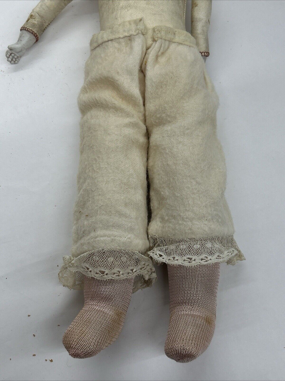 Ernst Huebach Bisque Doll Leather & Cloth Body 16” Sleep Eyes Open Mouth Teeth