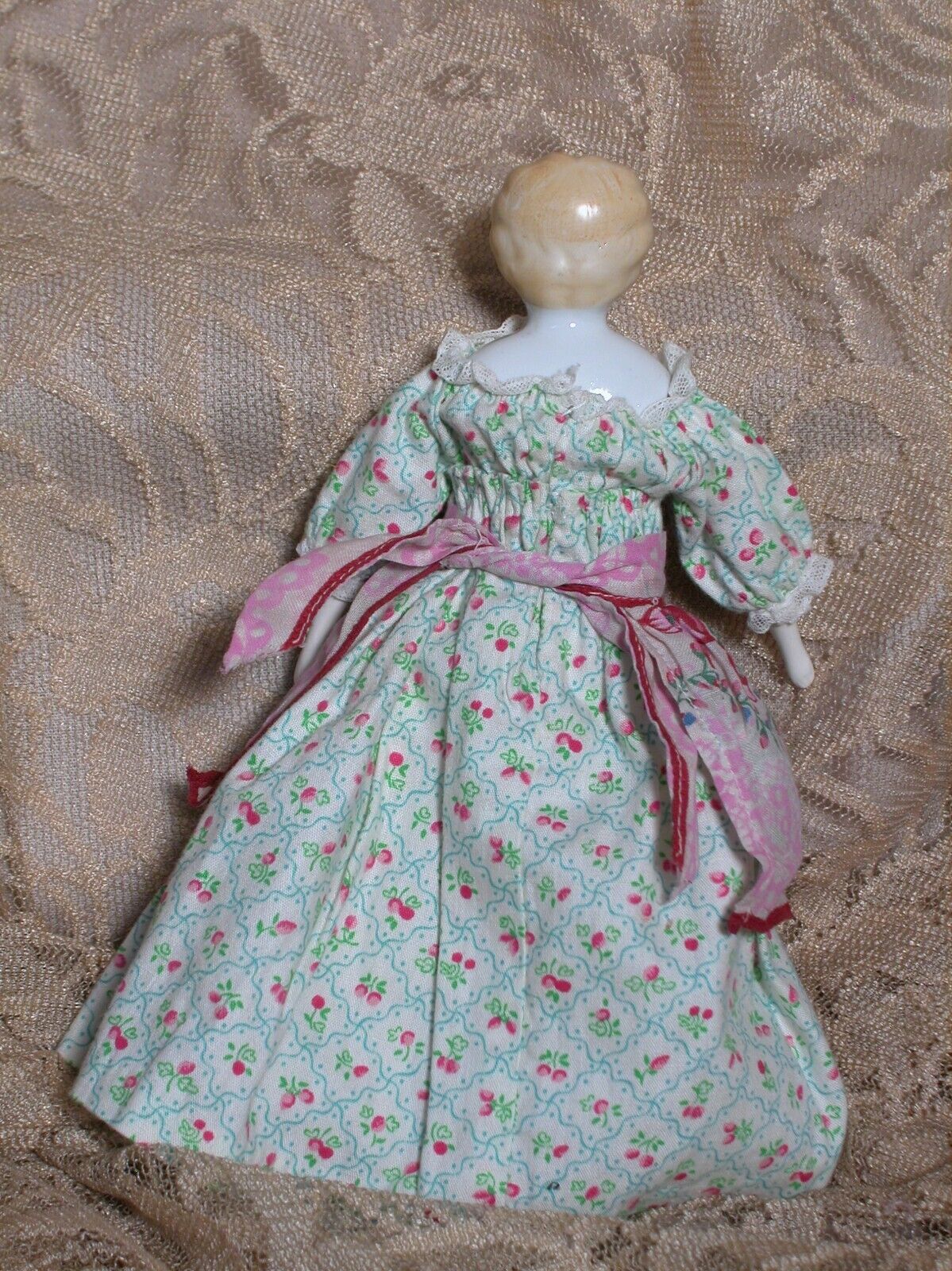 German China Blonde Shoulder Head Doll Nicely Dressed  8-1/2 " 1800s