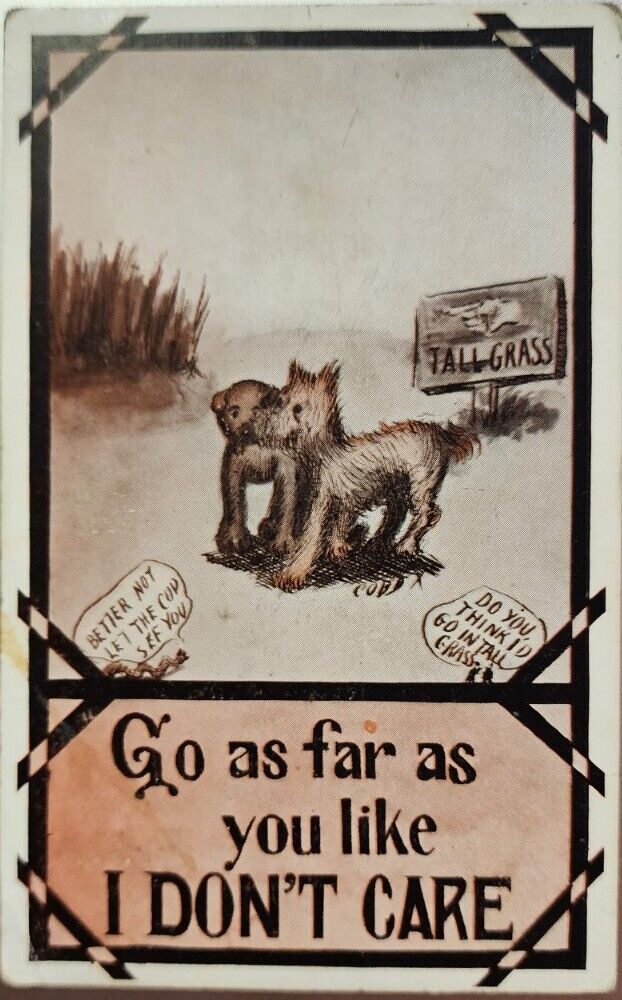 "Go As Far As You Like, I Don't Care" Early 1900s Vintage Humor Comic Postcard