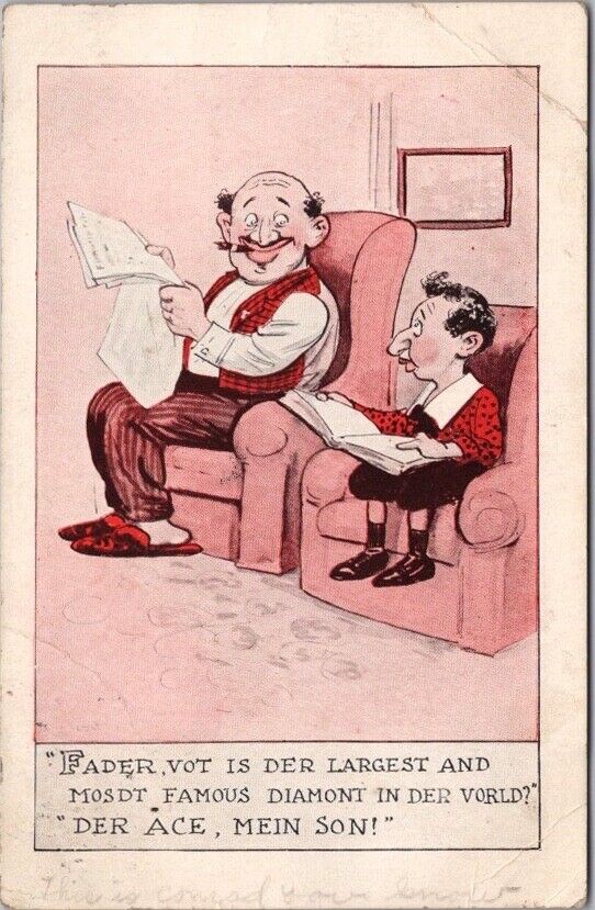 1900s Comic Postcard "Vot is Der Largest and Most Famous Diamond in der Vorld?"