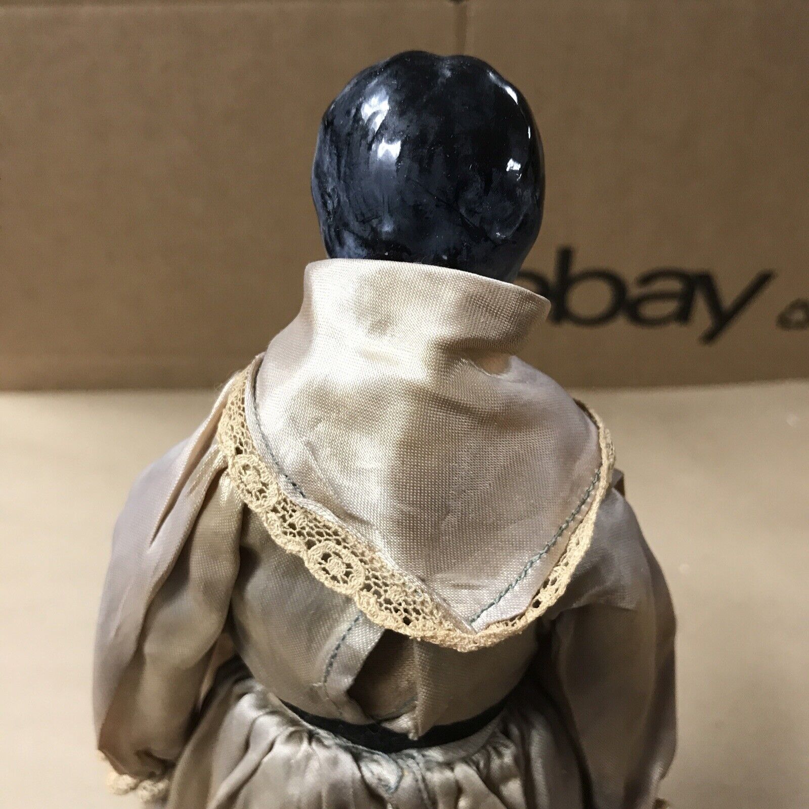 11.5" Vintage Porcelain 1800's China Doll w/ Original Cloth Body & Clothes 4th G