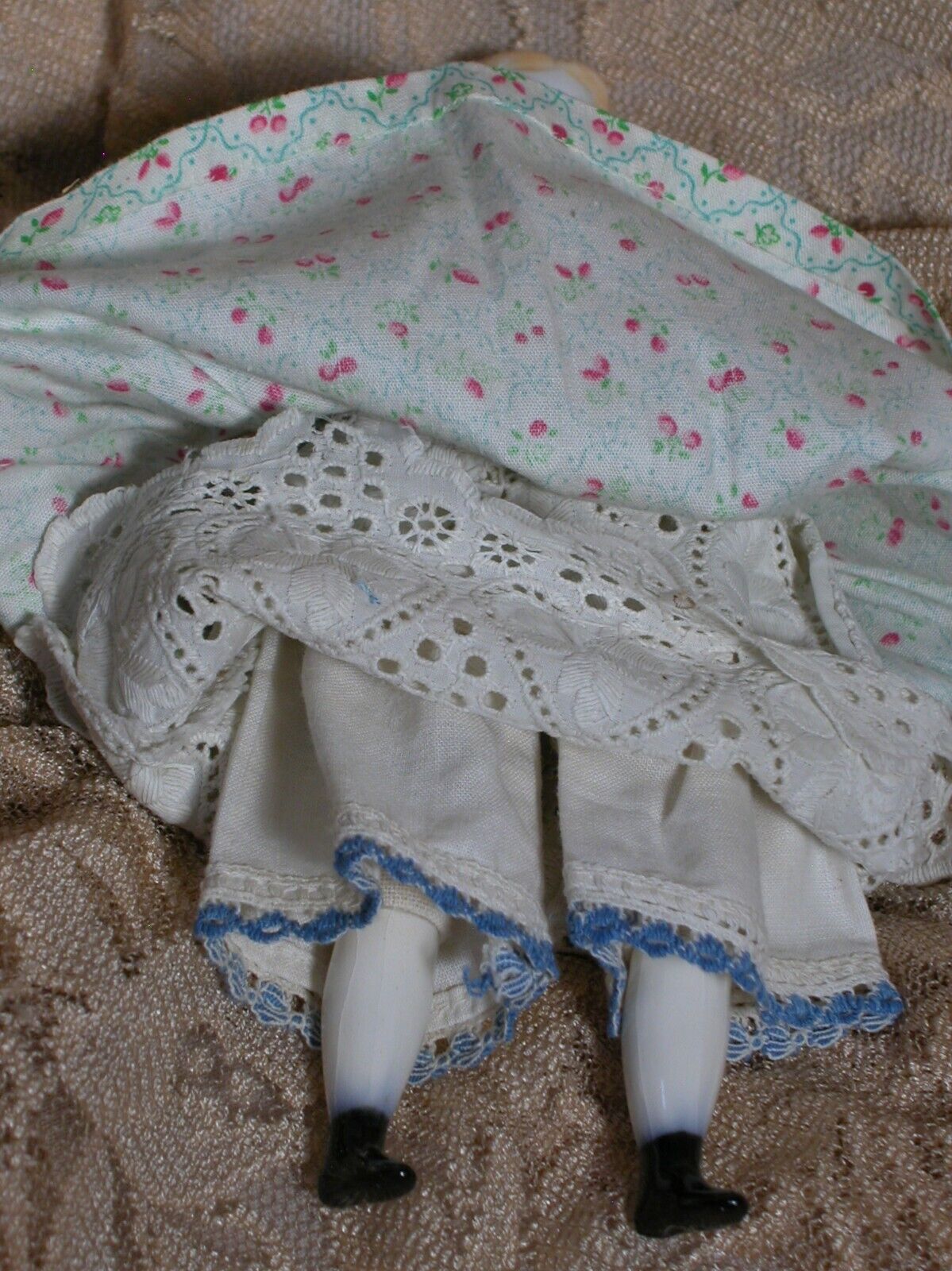 German China Blonde Shoulder Head Doll Nicely Dressed  8-1/2 " 1800s