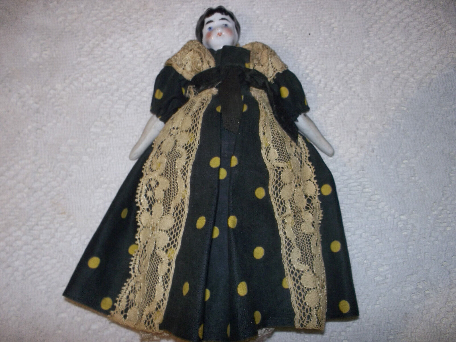 Antique Rare Porcelain China Head Dollhouse Doll 1800s Original Dress