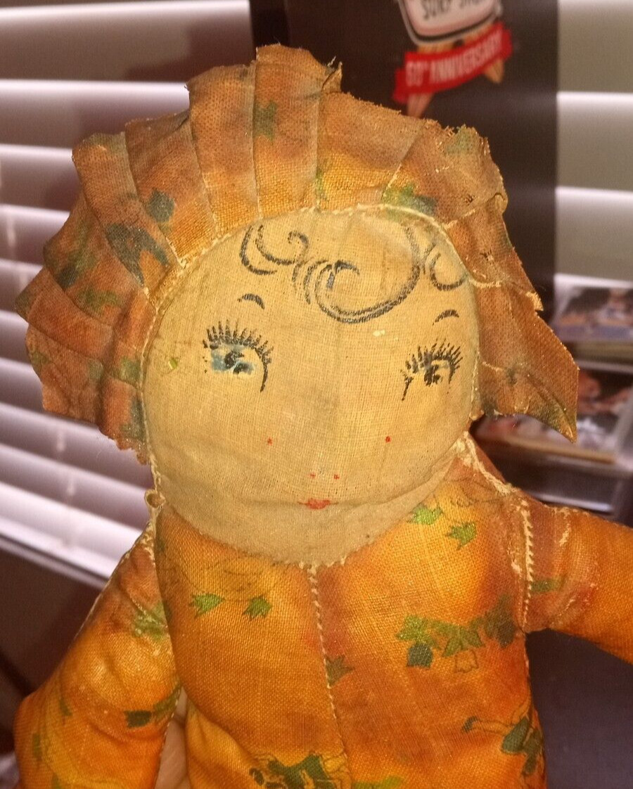 Rare Late 1800's Early 1900's Hand Stitched Doll 10" - Beautiful Desighn