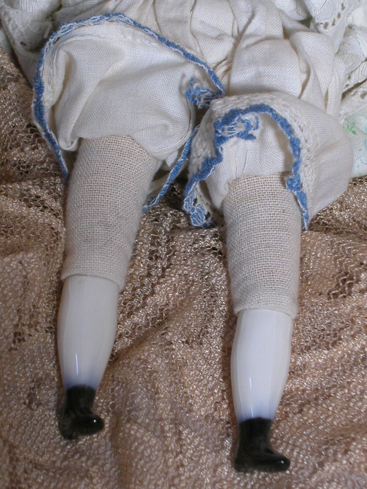 German China Blonde Shoulder Head Doll Nicely Dressed  8-1/2 " 1800s