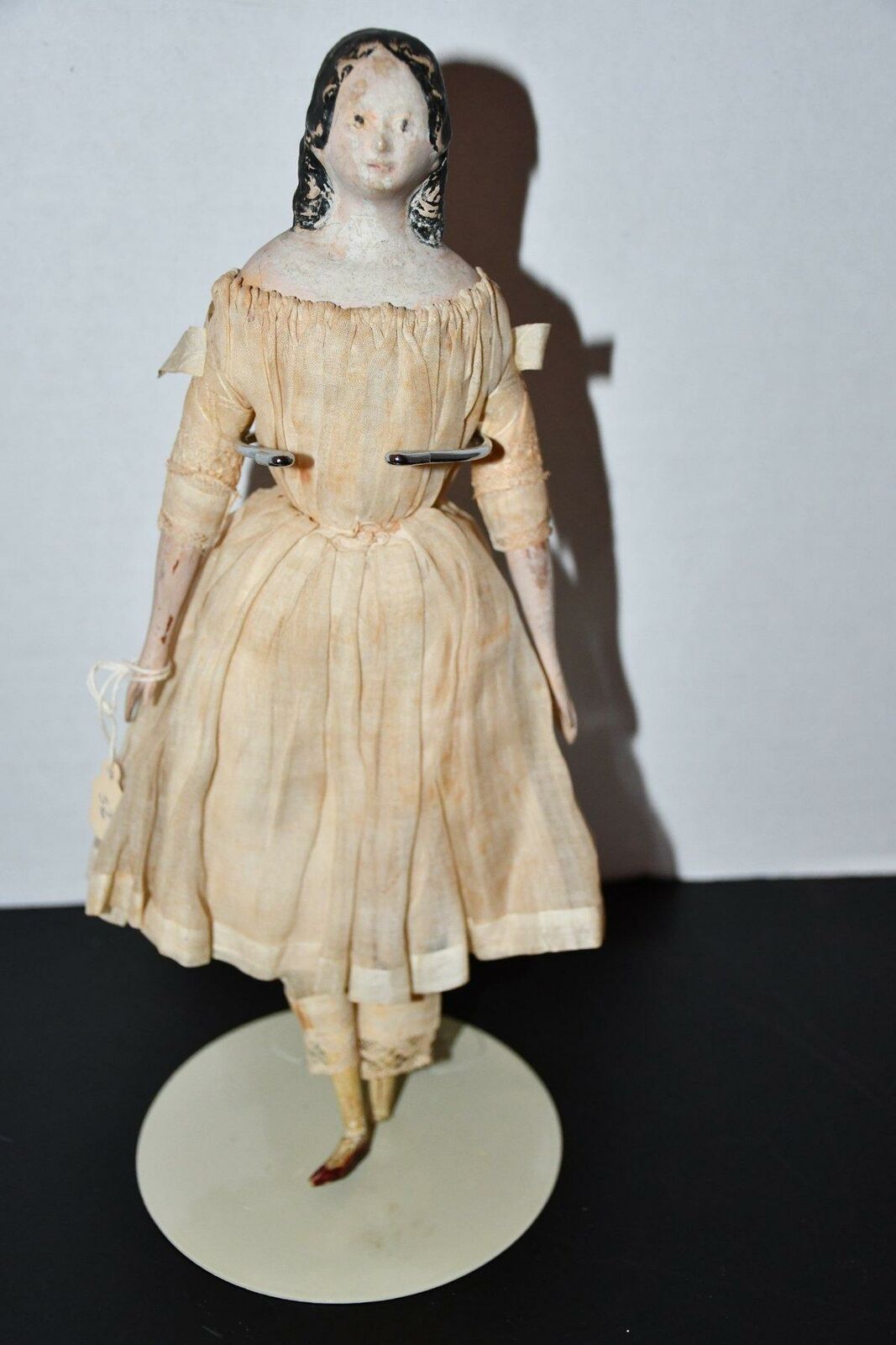 Greiner Milliners Model Doll in Original Clothes with Long Hair 11” 1800's