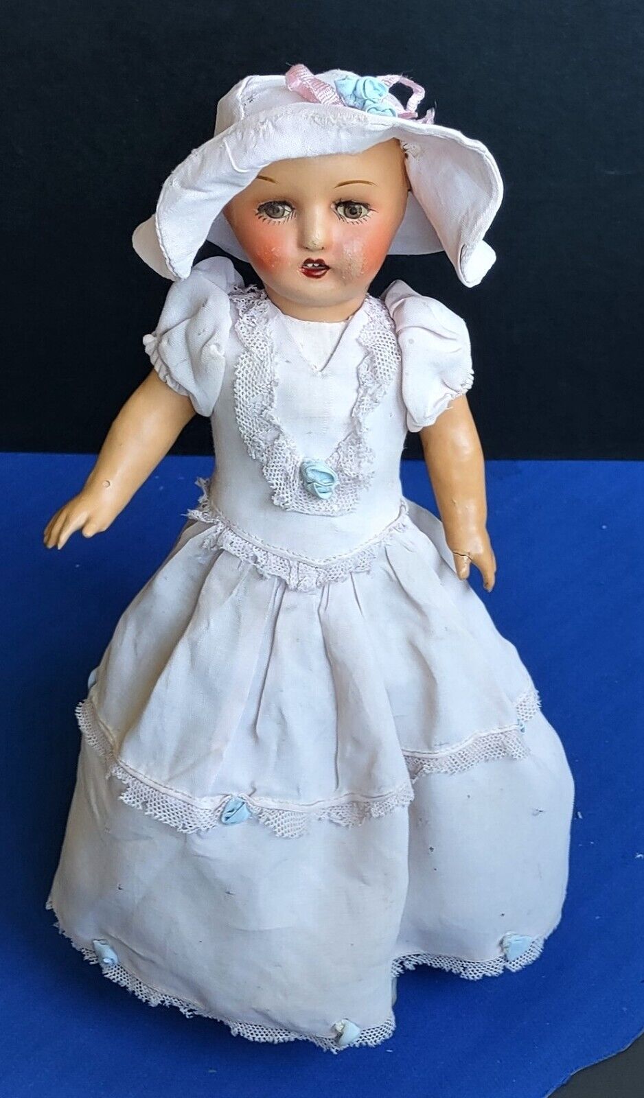 Boudoir Doll Vintage Late 1800s _RARE! TEETH, SUPER SOFT EYELASHES, NOSTRIL DOTS