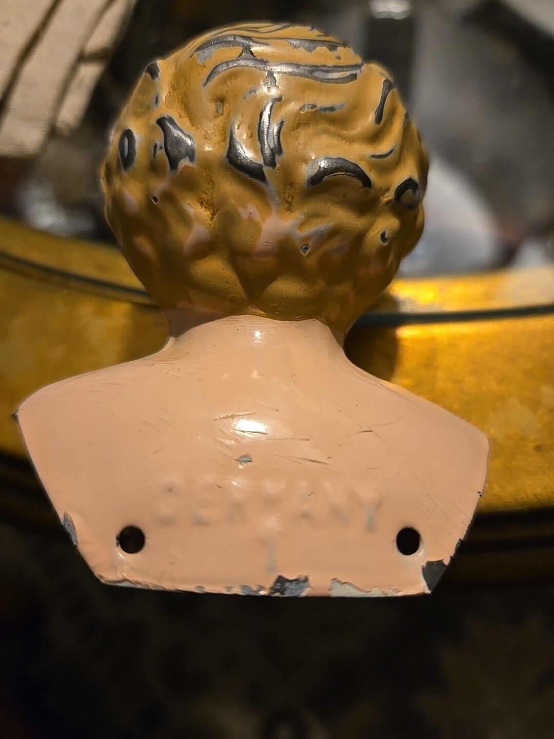 Antique Late 1800's Juno, 5 German Made Tin Doll Head And Shoulders - Crown Mark