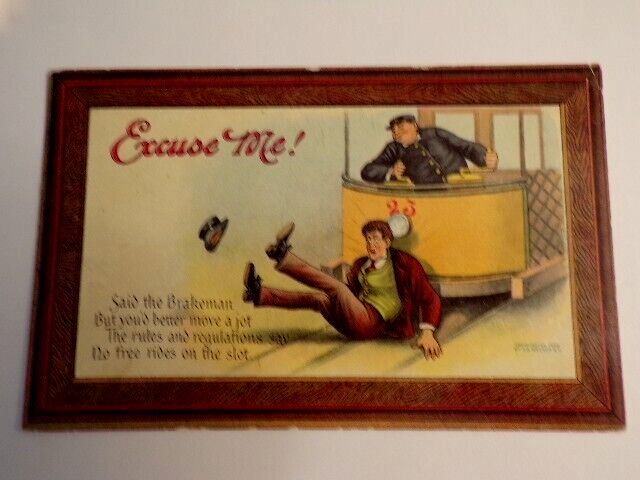 Vintage Early 1900s Comic Postcard "EXCUSE ME" Posted