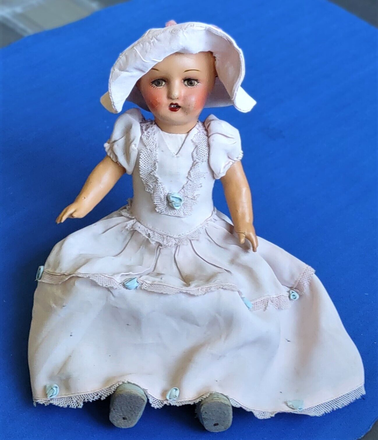 Boudoir Doll Vintage Late 1800s _RARE! TEETH, SUPER SOFT EYELASHES, NOSTRIL DOTS