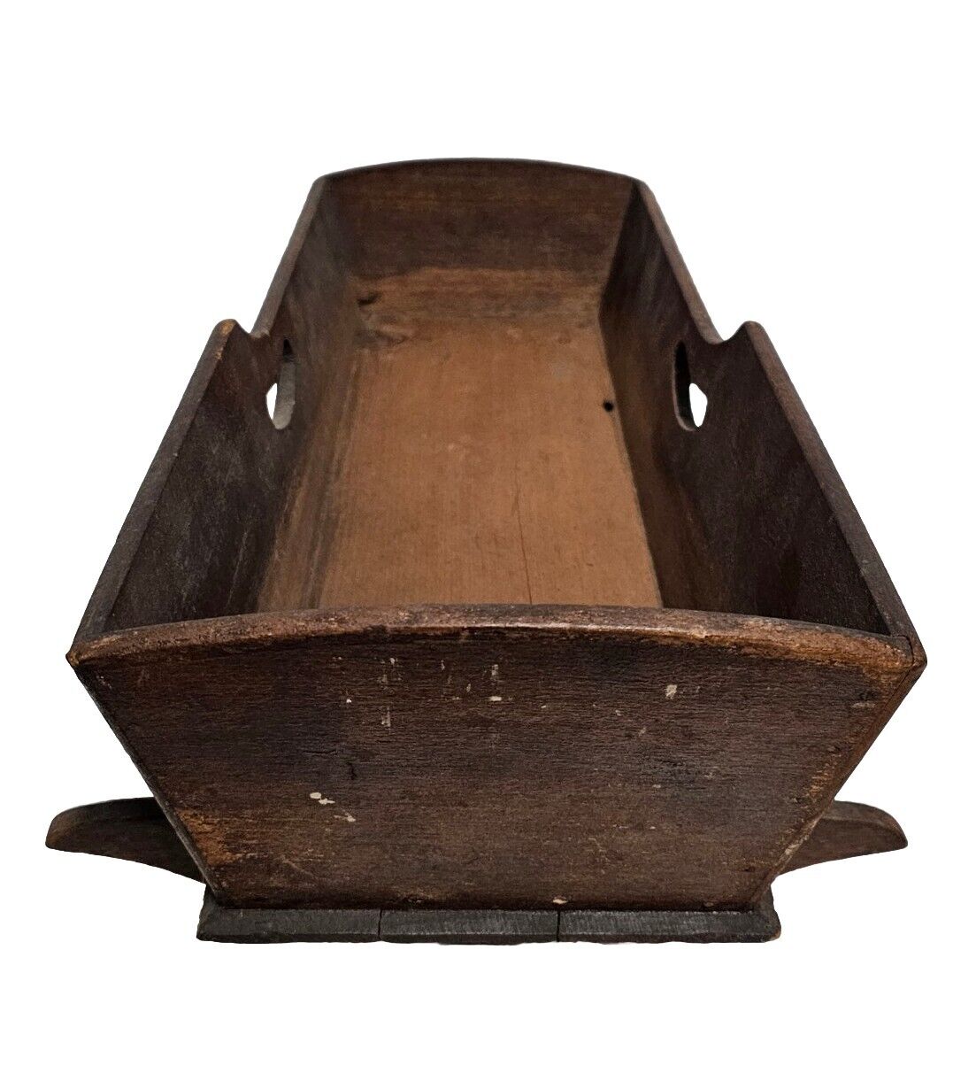 ANTIQUE 1800's Square Nail 17.5" Wooden Doll Cradle with Pillows, Mattress