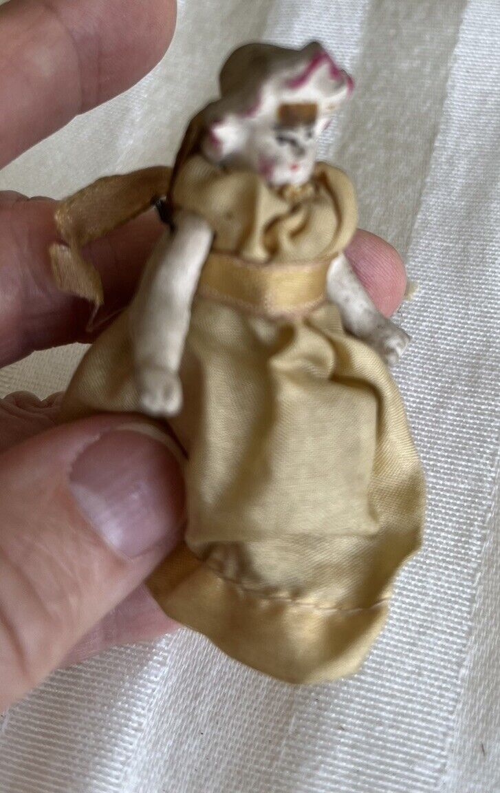 Frozen Charlotte Penny Doll 1800s With Antique Handmade Dress