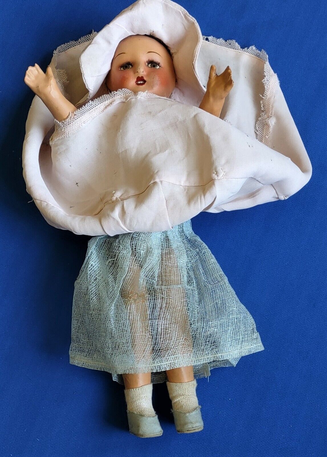 Boudoir Doll Vintage Late 1800s _RARE! TEETH, SUPER SOFT EYELASHES, NOSTRIL DOTS
