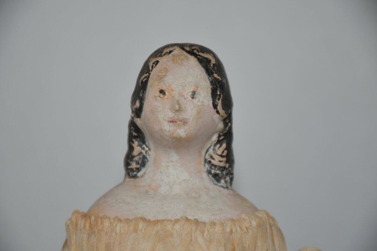 Greiner Milliners Model Doll in Original Clothes with Long Hair 11” 1800's